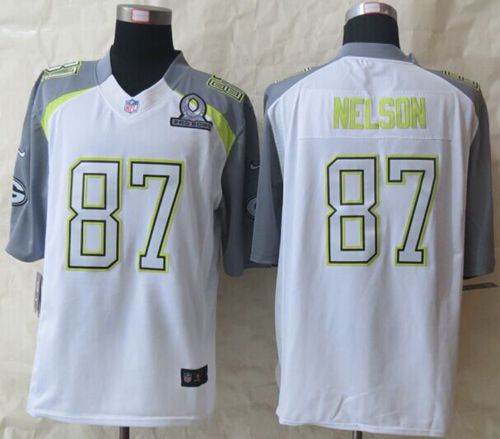 Packers #87 Jordy Nelson White Pro Bowl Men's Stitched NFL Elite Team Carter Jersey
