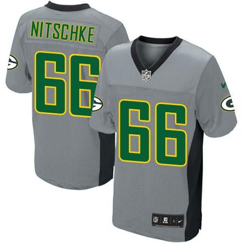 Packers #66 Ray Nitschke Grey Shadow Men's Stitched NFL Elite Jersey