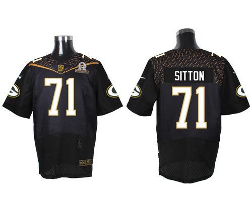 Packers #71 Josh Sitton Black 2016 Pro Bowl Men's Stitched NFL Elite Jersey