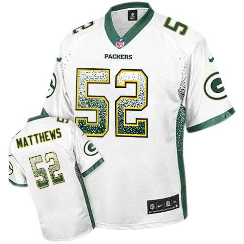 Packers #52 Clay Matthews White Men's Stitched NFL Elite Drift Fashion Jersey