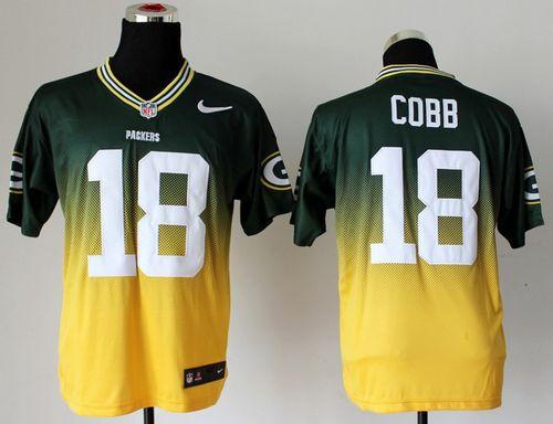 Packers #18 Randall Cobb Green/Gold Men's Stitched NFL Elite Fadeaway Fashion Jersey