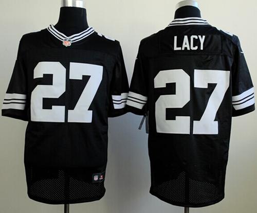 Packers #27 Eddie Lacy Black Shadow Men's Stitched NFL Elite Jersey