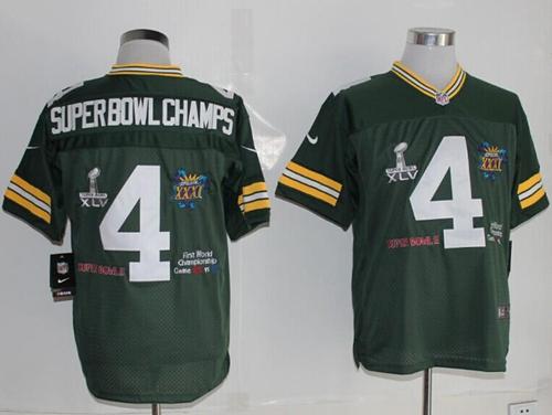 Packers #4 Superbowlchamps Green Team Color Men's Stitched NFL Limited Jersey