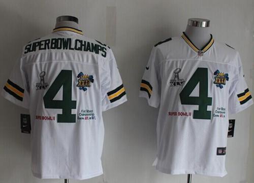 Packers #4 Superbowlchamps White Men's Stitched NFL Limited Jersey