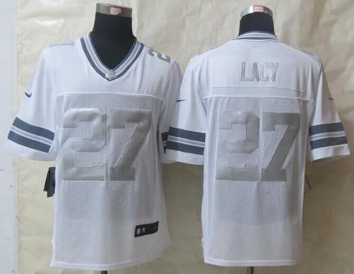 Packers #27 Eddie Lacy White Men's Stitched NFL Limited Platinum Jersey