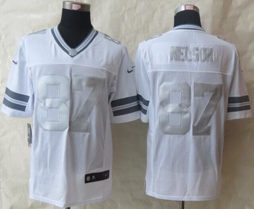Packers #87 Jordy Nelson White Men's Stitched NFL Limited Platinum Jersey