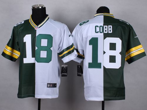 Packers #18 Randall Cobb Green/White Men's Stitched NFL Elite Split Jersey