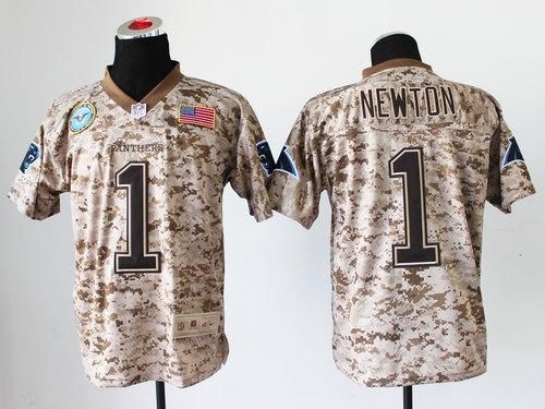 Panthers #1 Cam Newton Camo Men's Stitched NFL New Elite USMC Jersey