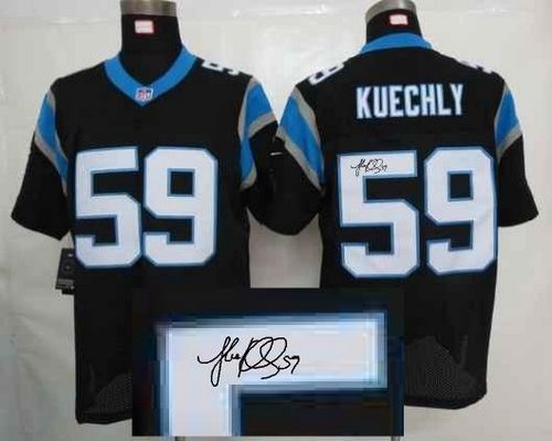 Panthers #59 Luke Kuechly Black Team Color Men's Stitched NFL Elite Autographed Jersey