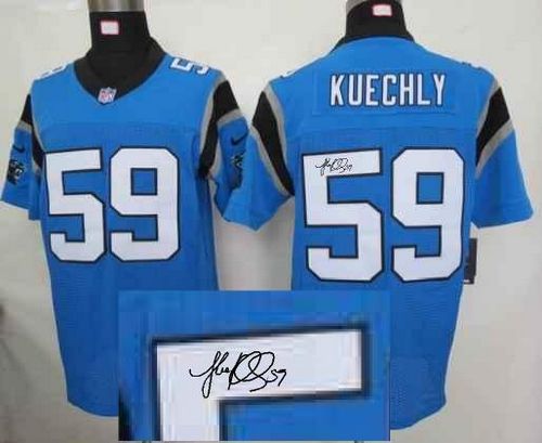 Panthers #59 Luke Kuechly Blue Alternate Men's Stitched NFL Elite Autographed Jersey