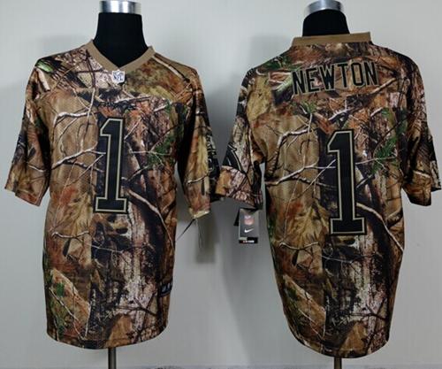 Panthers #1 Cam Newton Camo Realtree Men's Stitched NFL Elite Jersey