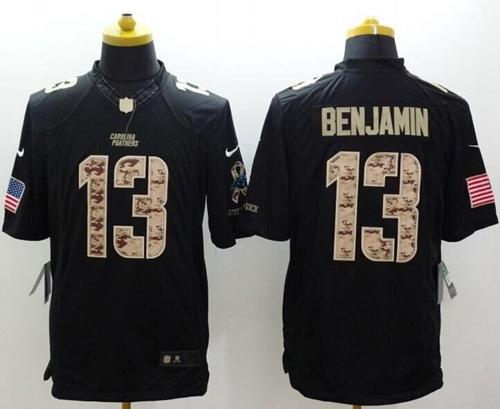 Panthers #13 Kelvin Benjamin Black Men's Stitched NFL Limited Salute to Service Jersey
