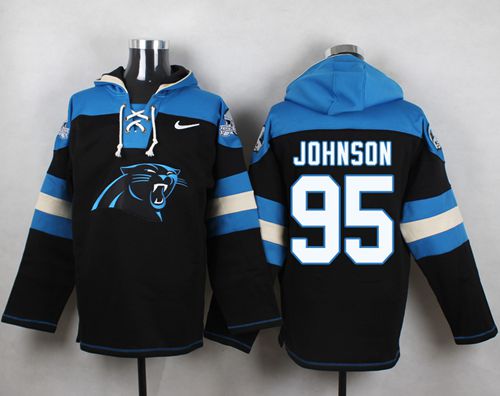 Panthers #95 Charles Johnson Black Player Pullover NFL Hoodie