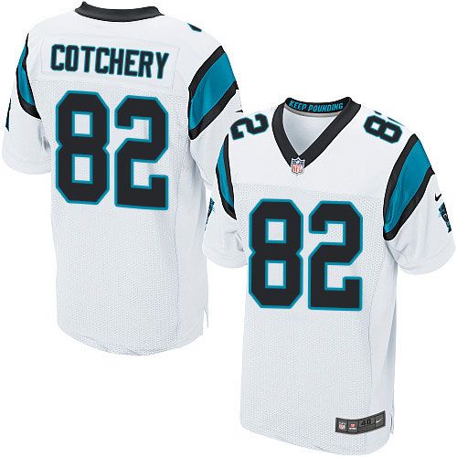 Panthers #82 Jerricho Cotchery White Men's Stitched NFL Elite Jersey