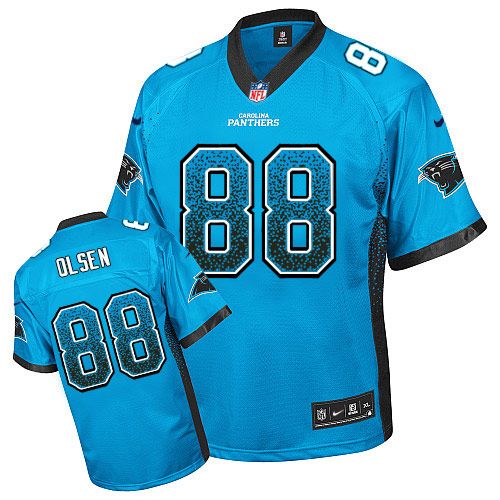 Panthers #88 Greg Olsen Blue Alternate Men's Stitched NFL Elite Drift Fashion Jersey