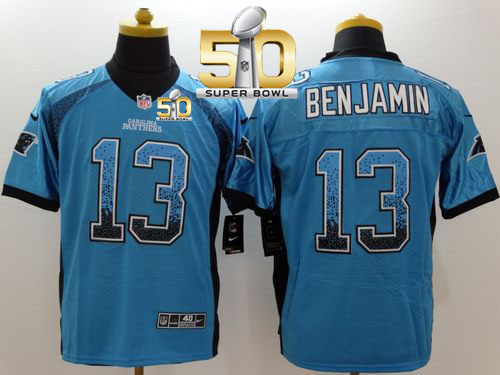 Panthers #13 Kelvin Benjamin Blue Alternate Super Bowl 50 Men's Stitched NFL Elite Drift Fashion Jersey