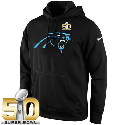 Men's Carolina Panthers Black Super Bowl 50 KO Logo Essential Hoodie