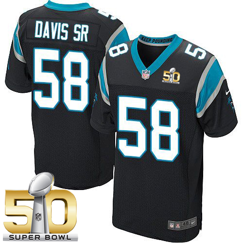 Panthers #58 Thomas Davis Sr Black Team Color Super Bowl 50 Men's Stitched NFL Elite Jersey
