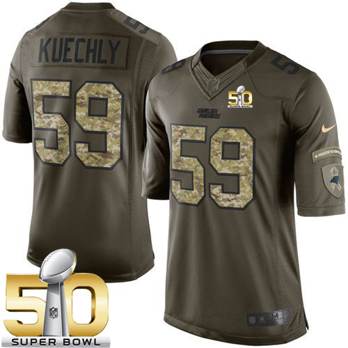 Panthers #59 Luke Kuechly Green Super Bowl 50 Men's Stitched NFL Limited Salute to Service Jersey