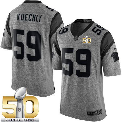 Panthers #59 Luke Kuechly Gray Super Bowl 50 Men's Stitched NFL Limited Gridiron Gray Jersey