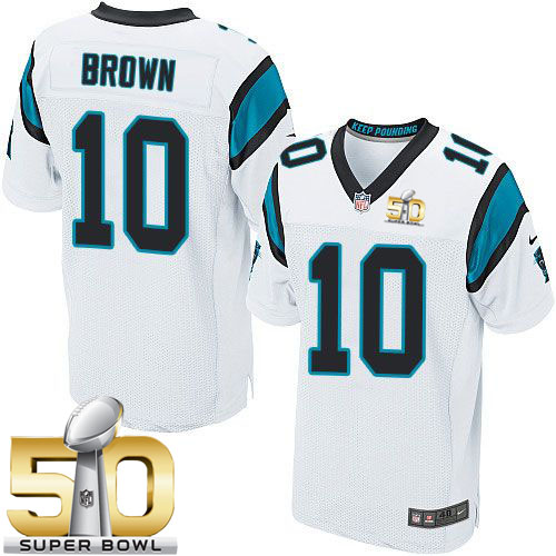 Panthers #10 Corey Brown White Super Bowl 50 Men's Stitched NFL Elite Jersey