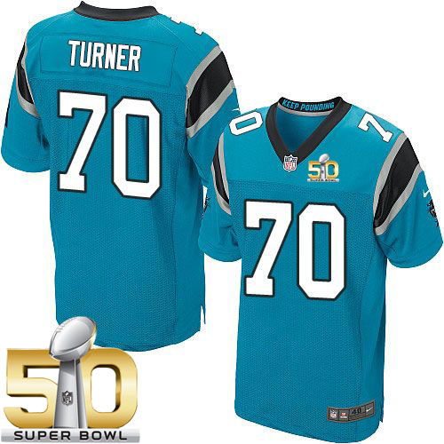Panthers #70 Trai Turner Blue Alternate Super Bowl 50 Men's Stitched NFL Elite Jersey