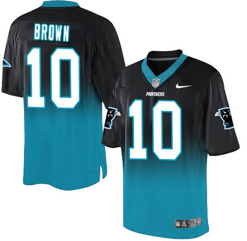 Panthers #10 Corey Brown Black/Blue Men's Stitched NFL Elite Fadeaway Fashion Jersey