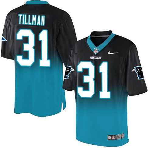 Panthers #31 Charles Tillman Black/Blue Men's Stitched NFL Elite Fadeaway Fashion Jersey