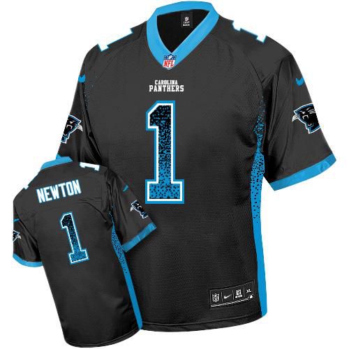 Panthers #1 Cam Newton Black Team Color Men's Stitched NFL Elite Drift Fashion Jersey