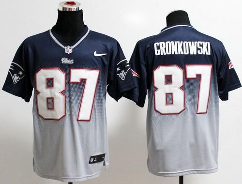 Patriots #87 Rob Gronkowski Navy Blue/Grey Men's Stitched NFL Elite Fadeaway Fashion Jersey