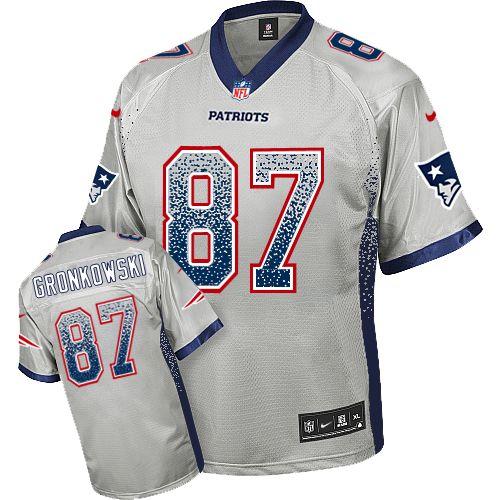 Patriots #87 Rob Gronkowski Grey Men's Stitched NFL Elite Drift Fashion Jersey