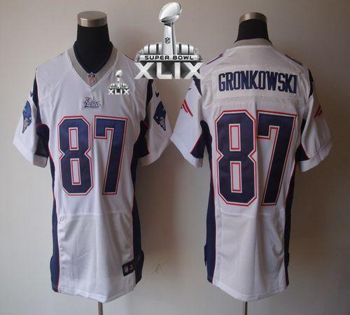 Patriots #87 Rob Gronkowski White Super Bowl XLIX Men's Stitched NFL Elite Jersey