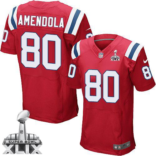 Patriots #80 Danny Amendola Red Alternate Super Bowl XLIX Men's Stitched NFL Elite Jersey