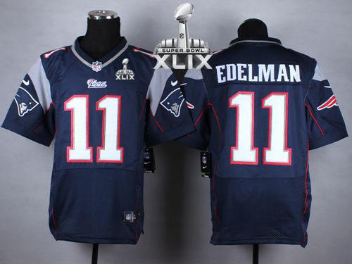Patriots #11 Julian Edelman Navy Blue Team Color Super Bowl XLIX Men's Stitched NFL Elite Jersey