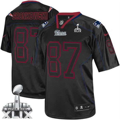 Patriots #87 Rob Gronkowski Lights Out Black Super Bowl XLIX Men's Stitched NFL Elite Jersey
