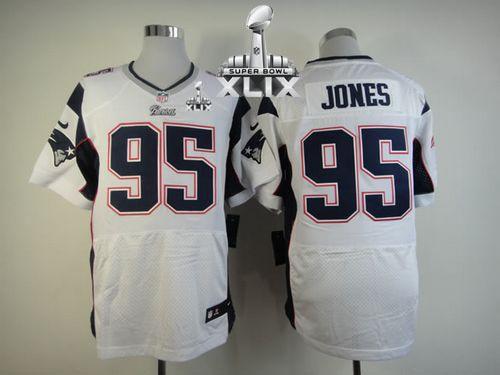 Patriots #95 Chandler Jones White Super Bowl XLIX Men's Stitched NFL Elite Jersey