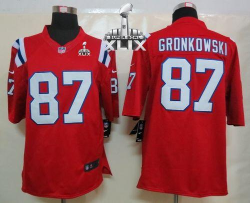 Patriots #87 Rob Gronkowski Red Alternate Super Bowl XLIX Men's Stitched NFL Limited Jersey