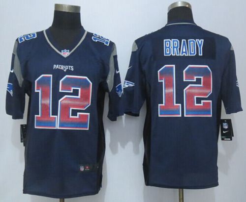 Patriots #12 Tom Brady Navy Blue Team Color Men's Stitched NFL Limited Strobe Jersey