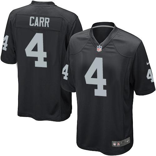 Raiders #4 Derek Carr Black Team Color Men's Stitched NFL Game Jersey