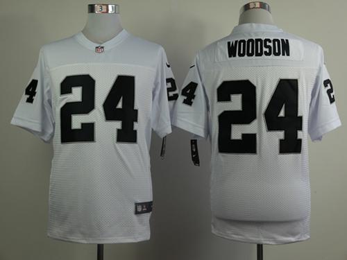 Raiders #24 Charles Woodson White Men's Stitched NFL Elite Jersey