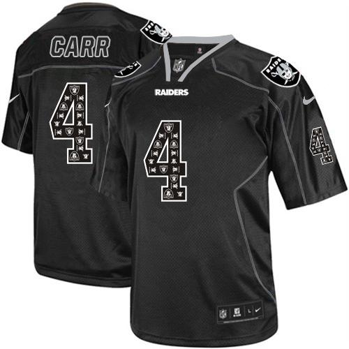 Raiders #4 Derek Carr New Lights Out Black Men's Stitched NFL Elite Jersey