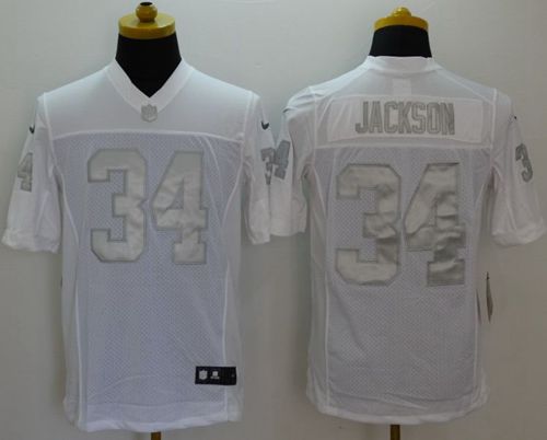 Raiders #34 Bo Jackson White Men's Stitched NFL Limited Platinum Jersey
