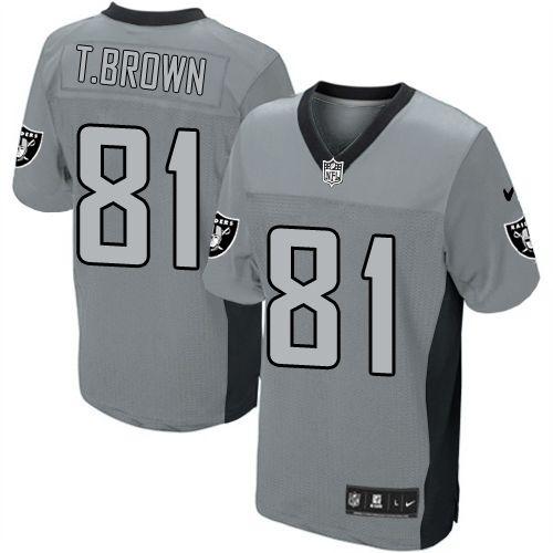 Raiders #81 Tim Brown Grey Shadow Men's Stitched NFL Elite Jersey