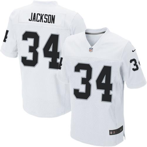 Raiders #34 Bo Jackson White Men's Stitched NFL Elite Jersey