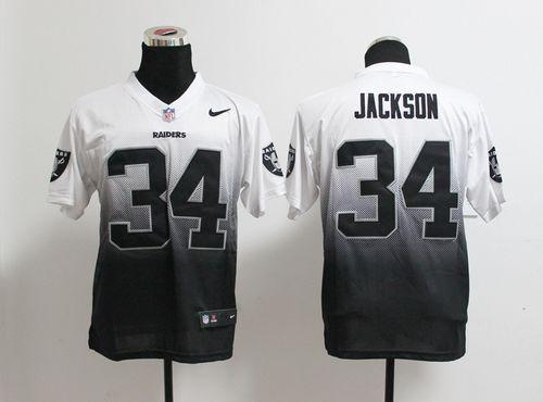 Raiders #34 Bo Jackson White/Black Men's Stitched NFL Elite Fadeaway Fashion Jersey