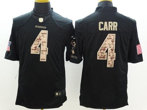 Raiders #4 Derek Carr Black Men's Stitched NFL Limited Salute to Service Jersey
