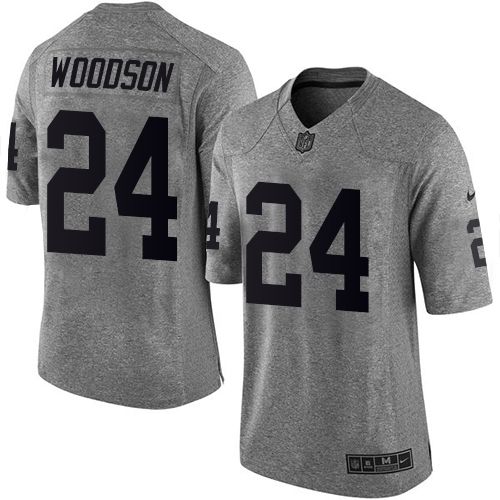 Raiders #24 Charles Woodson Gray Men's Stitched NFL Limited Gridiron Gray Jersey