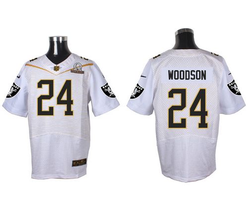 Raiders #24 Charles Woodson White 2016 Pro Bowl Men's Stitched NFL Elite Jersey