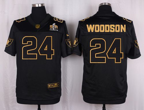 Raiders #24 Charles Woodson Black Men's Stitched NFL Elite Pro Line Gold Collection Jersey