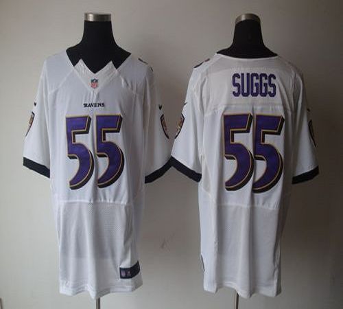 Ravens #55 Terrell Suggs White Men's Stitched NFL Elite Jersey